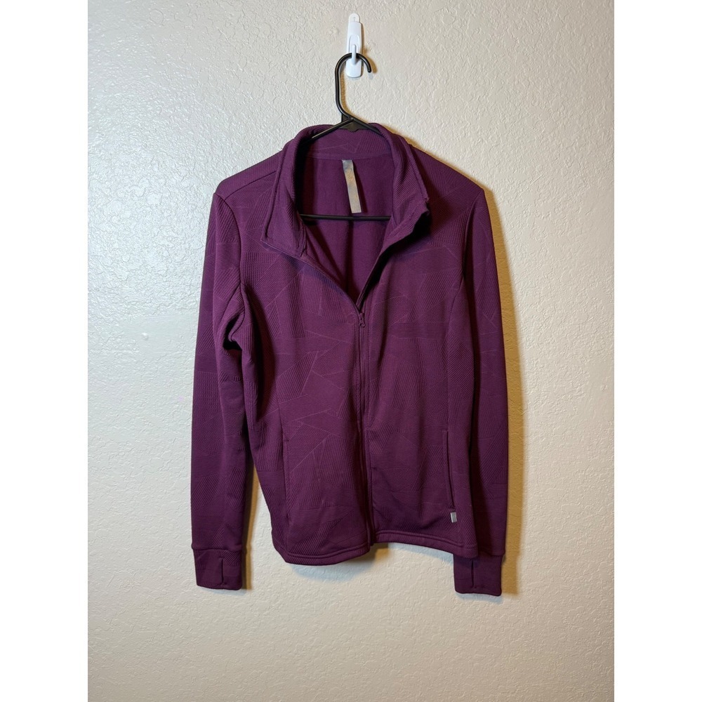 Mondetta Womens Purple Geometric Zip Up Athletic Jacket Activewear Top